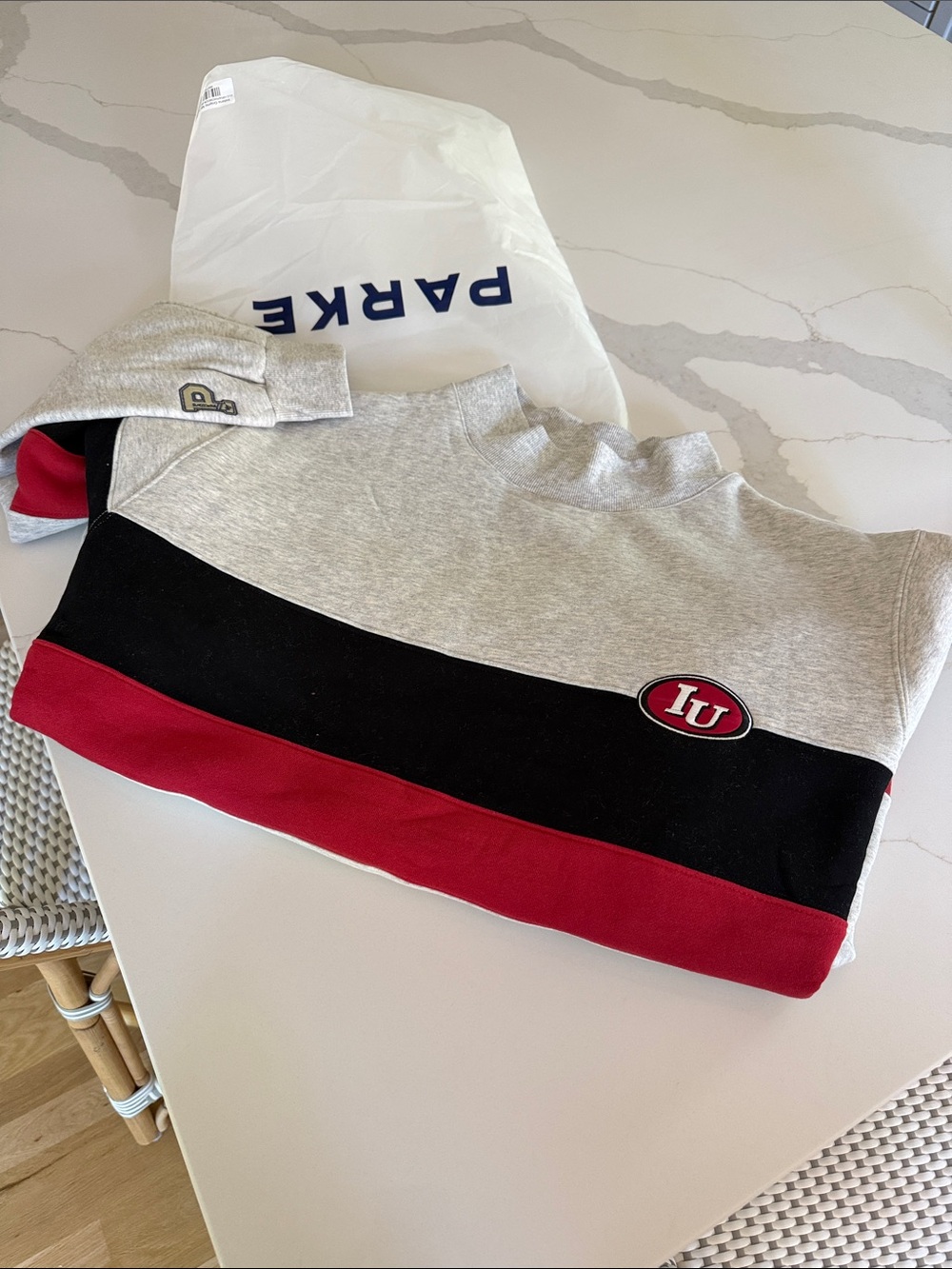PARKE/47/IU Colorblock Mockneck Sweater - Gray/Black/Red